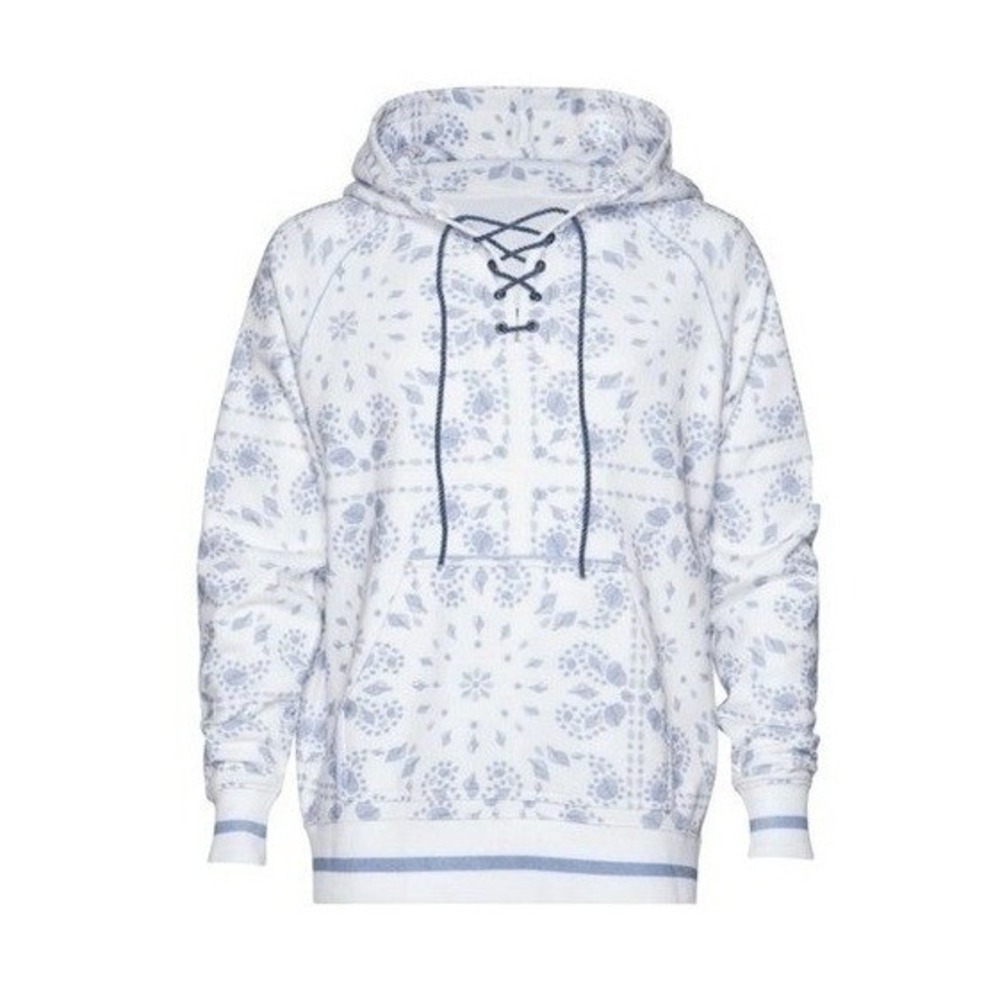SER.O.YA Foster Bandana Seashell Print Hoodie Sweatshirt  Lace-Up M
